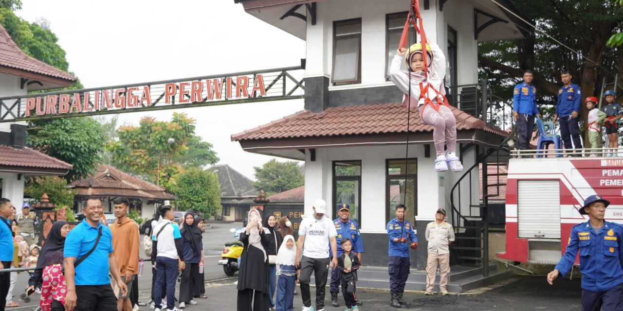Bikin Nagih! Wahana Flying Fox Jadi Magnet Car Free Day Purbalingga