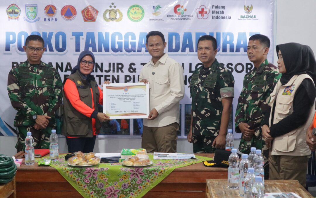 BNPB Salurkan Bantuan Logistik, Dampingi Pemkab Purbalingga Tangani Tanggap Darurat Banjir Bandang
